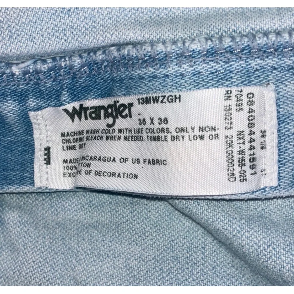 Wrangler Jeans Men 34x35 Cowboy Light‎ Wash Straight Leg Heavyweight Denim Pants